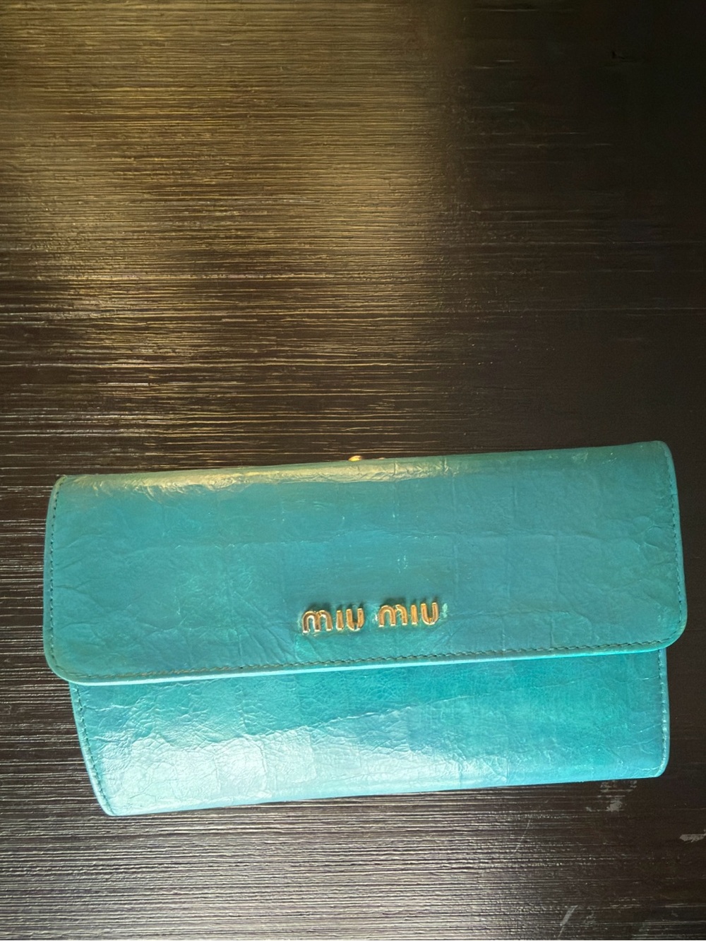 MiuMiu Croc Leather KissLock Wallet